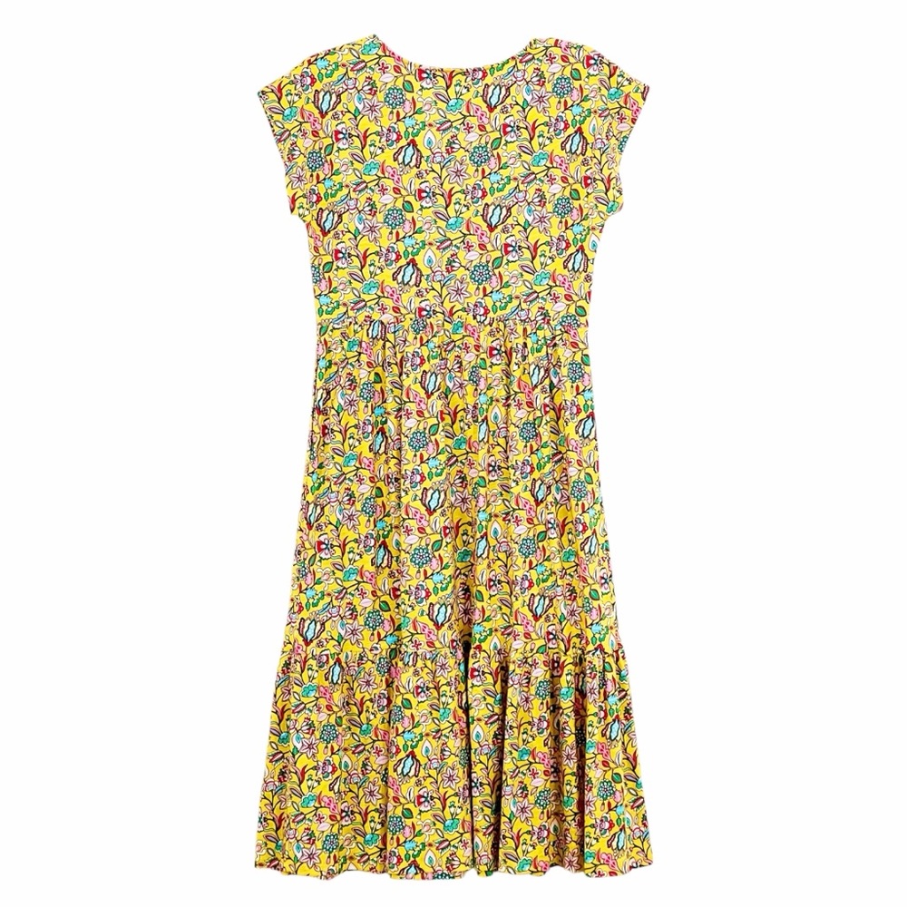 Boden Voop Cotton Tiered Midi Dress Daffodil Kaleidoscopic Floral 4P Boho - Picture 7 of 13